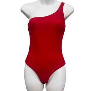Moeva‎ London Red One Shoulder One Piece Swimsuit Size S UK 8 EUR 36 High Cut